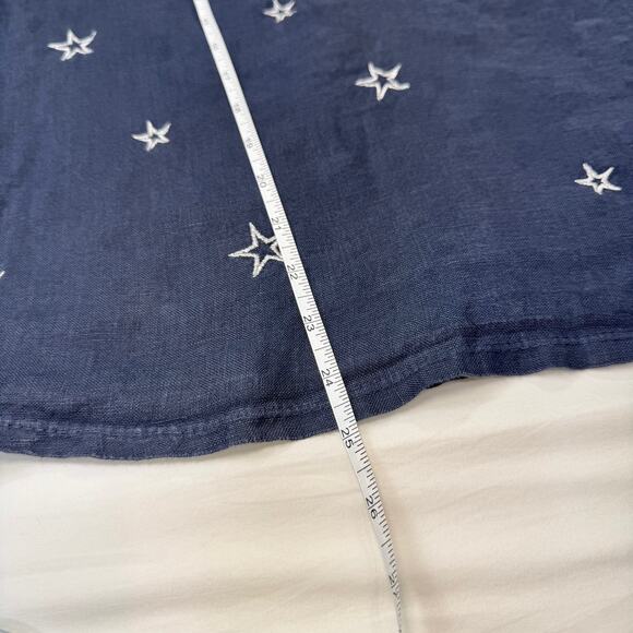 Tempo Paris Navy Star Cotton Linen Blend Blouse Women's Medium Celestial Boho - Picture 13 of 13